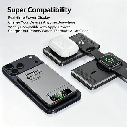 Wireless Magnetic Power Bank Travel Portable Fast Charging 5000mAh 10000mAh Capacity Digital Display For Phone Watch Earphones