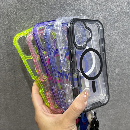 Luxury With Lanyard Clear For Magsafe Phone Case For iPhone 14 11 12 13 15 16 17 Pro Max Shockproof Armour Wrist Strap Cover