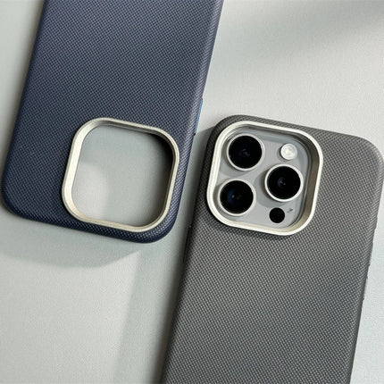 Alloy Lens Diamond Relief Leather Phone Case For iPhone 17 16Pro Max 16 15 14 Pro 13 Wireless Charging Magnetic Hard Armor Cover
