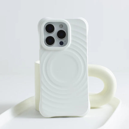 Solid Color Liquid Silicone for MagSafe Case for iphone 17 17Pro Max 16 Pro 15 14 13 12 Water Ripple Wireless Charging Cover