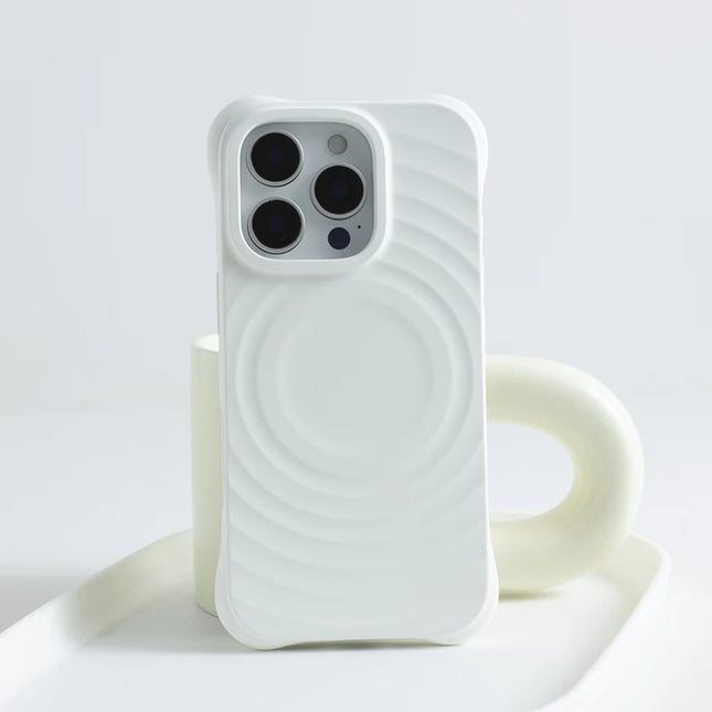 Solid Color Liquid Silicone for MagSafe Case for iphone 17 17Pro Max 16 Pro 15 14 13 12 Water Ripple Wireless Charging Cover