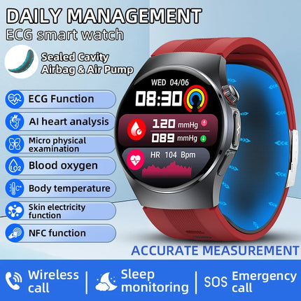 LIGE New Air Pump Blood Pressure Accurate Measure Smart Watches ECG+PPG Micro Physical Examination Men Sports Airbag Smartwatch