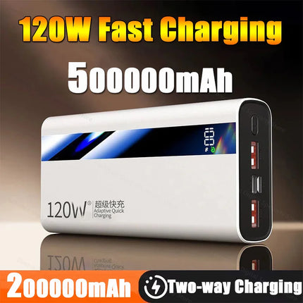 200000mAh Power Bank High Capacity 120W Super Fast Charging Portable External Battery Powerbank Universal For iPhone Huawei