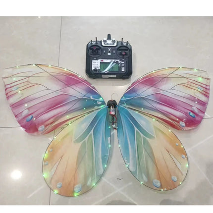 Flysky RC Butterfly Drone Bionic Flying Insect Toy with LED Light & Colorful Wings Remote Control Drone for Wedding Proposal