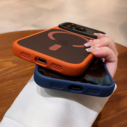 Luxury Matte Magnetic For Magsafe Phone Case For iPhone 16 15 17 Pro Max Plus Camera Protection Shockproof Armor Bumper Cover