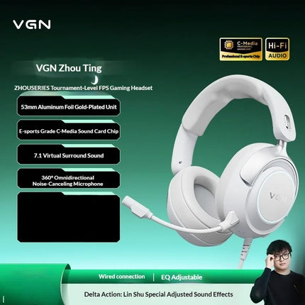 VGN ZhouTing Pro Max Wireless Headphones Dual Core Dsp Noise Reduction HiFi 7.1 FPS E-sports Gaming Headset with Mic Accessories