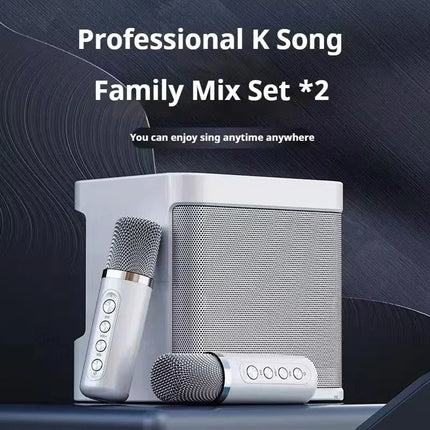 Bluetooth Karaoke Speaker With 2 Wireless Microphones AUX TF U Disk Player Portable For Party Outdoor