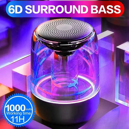 New Portable Bluetooth Speakers,Gao Yan Value Speaker Transparent Crystal LED Music Player with TF Card