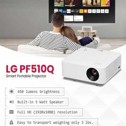 Compact Convenient 4K Ready FHD Laser 16:9 Built-in Battery Smart WiFi for 450 Lumens 5W Speakers Projector