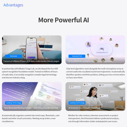 DingTalk A1 AI Voice Recorder, Record, Transcribe, Summarize & Generate Meeting Notes, Smart Portable Assistant for Work & Study
