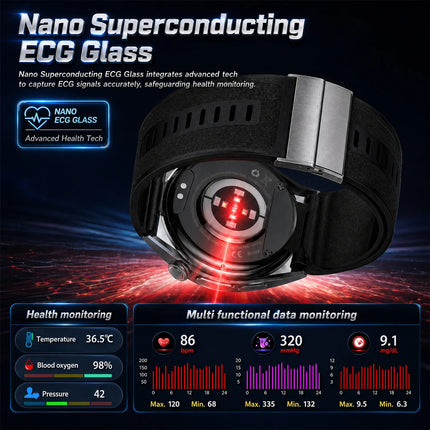 2026 New Nursing Grade Air Pump Airbag Smart watch Cuff Blood Pressure Detection ECG+PPG Multi Health Monitoring Smart Watches