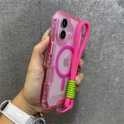 Luxury With Lanyard Clear For Magsafe Phone Case For iPhone 14 11 12 13 15 16 17 Pro Max Shockproof Armour Wrist Strap Cover