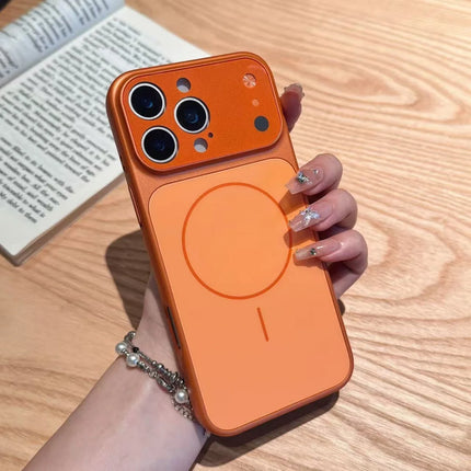 Large Window Protect For Magsafe Phone Case For iPhone 18 17 Air 16 15 14 13 Pro Max AG Nano Frosted Glass Magnetic Charge Cover