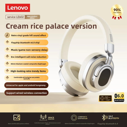 100% Original Lenovo LE602 Head Mounted Wireless Earphones Over-ear 6.0 Bluetooth Headphone HIFI Stereo Music Game Sport Earbuds