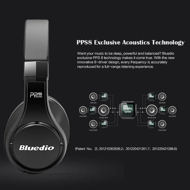 Bluedio U UFO Bluetooth Headphone PPS8 3D Surround Sound HD Wireless Headphone With Mic Over-ear Wired Earphone TWS Headsets
