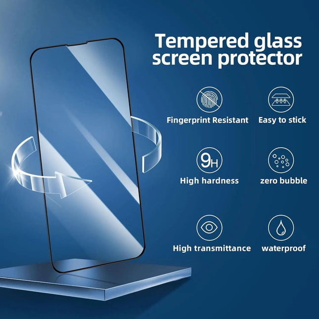 2 IN 1 Phone Case for iPhone 16 15 14 13 12 11 Pro Max Plus Protection With Screen Protector Glass Silicone Shockproof Cover