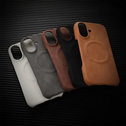 Luxury Skin Feel Sheepskin for Magsafe Phone Case for iPhone 16 Pro Max 15 14 13 12 Pro Max Plus Wireless Charging Leather Case