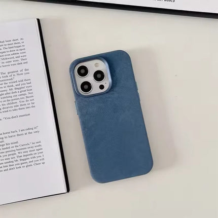 for Magsafe Flannel Microfibre Pattern Phone Case for iPhone 16 Pro Max 13 14 15Pro Hardware Keys Camera Frame Back Hard Case