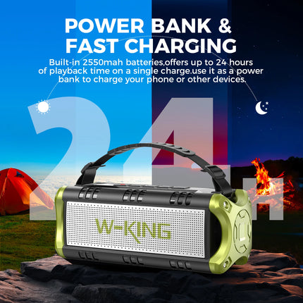 W-KING Portable Bluetooth Speaker with Stereo Sound, Bluetooth 5, Bassup, IPX6 Waterproof, Wireless, Speaker for Home, Outdoors