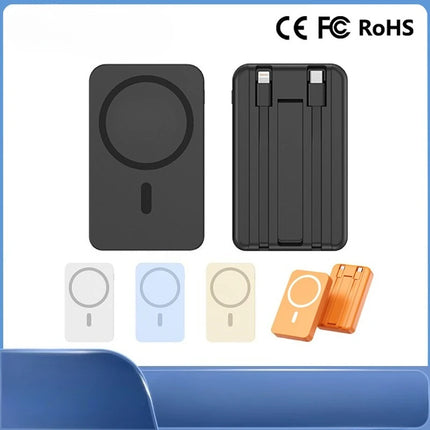 22.5W Magnetic Wireless Power Bank Built Charging Cable Large Capacity Portable Magnetic Mobile Power Supply For iPhone Android