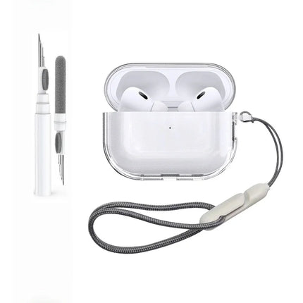 Case for Airpods Pro 3 Earphone Accessories Transparent Protective Shockproof Case with Cleaning Kit Keychain for Airpods Pro 3