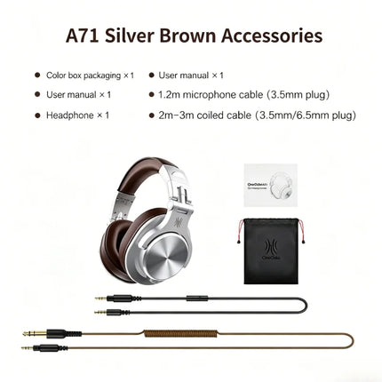 OneOdio A71 Wireless Over-Ear Headset Bluetooth 5.2 Stable Wireless Connection HiFi Sound Transmission Wired & Wireless 2 in 1