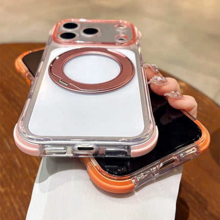 Crystal Clear For Magsafe Phone Case For iPhone 17 16 15 14 13 Pro Max Rotating Magnetic Bracket Holder Shockproof Bumper Cover