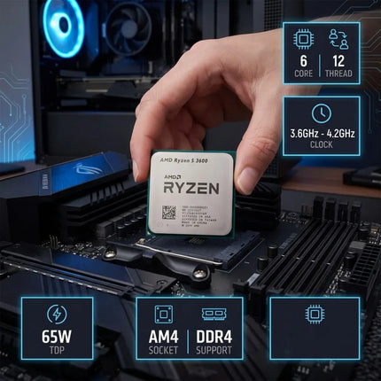 E-sports Gaming Build AMD R5 3600 AM4 CPU Fast Game Loading Smooth Competitive Gaming Experience For Student Desktop PC No Fan