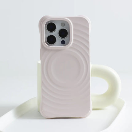 Solid Color Liquid Silicone for MagSafe Case for iphone 17 17Pro Max 16 Pro 15 14 13 12 Water Ripple Wireless Charging Cover