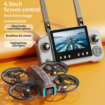 AE21 HD Dual Camera Mini Drones 4.3" Screen Remote RC Quadcopters With Propeller Guard Electronic Toys For Aerial Video Shooting