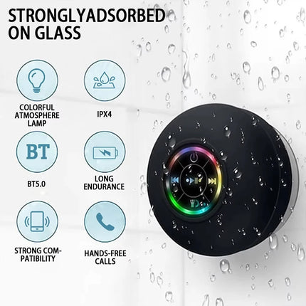 Lenovo Wall Speaker Portable Bluetooth Audio Ipx4 Waterproof Led Lights Bathroom Outdoor Large Suction Cup Can Be Adsorbed
