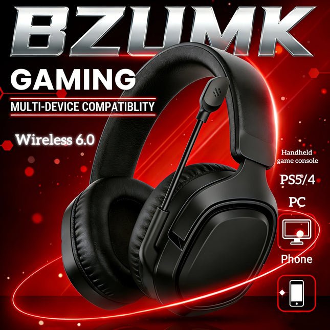 GT808 gaming headset is an ergonomic over-ear wireless headset, equipped with a 360-degree rotatable microphone and breathable