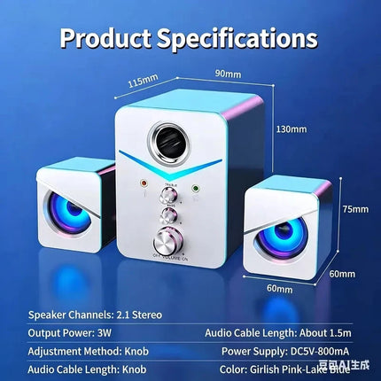 Bluetooth Speaker Home Theater Sound Bass System Mini Speakers Desktop Computer MP3 Player Audio for PC Phone Subwoofer Soundbar