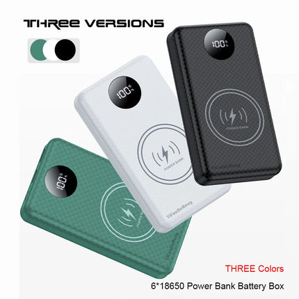 6*18650 20000mAh Power Bank Case 22.5W Fast Charging 15W Wireless Charging Mobile Power Bank Housing Battery Holder For Phone