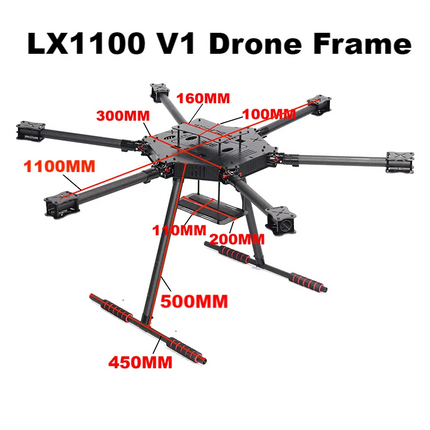 FPV LX1100 V1/ V2 Full Carbon Fiber 1100mm Hexa-Rotor Frame X-Roter 80A ESC Flight Control Drone Frame