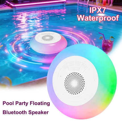 Swimming Pool Floating Bluetooth Speakers with Colorful RGB IPX7 Waterproof 5W Powerful Party Speaker Supports Connecting 20PCS