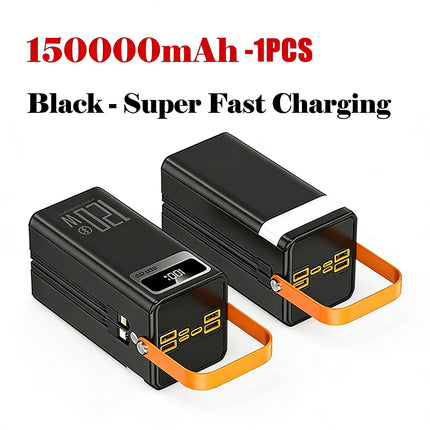 120W 150000mAh Fast Charging Power Bank Large Capacity Outdoor Mobile Power Supply External Spare Battery for Outdoor Camping