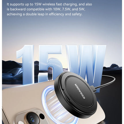 Essager Magnetic Wireless Charger With Holder 15W Fast Charging For iPhone16 15 14 13Pro Max Airpods Mini Wireless Phone Charger