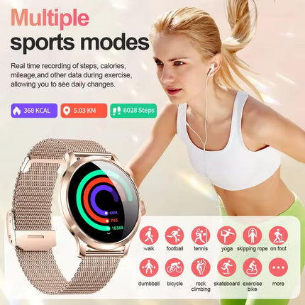 2026New Ultra-thin Women Smart Watch HD AMOLED Full Touch Screen Bluetooth Call Blood Pressure IP68 Waterproof NFC 7.3mm bracele