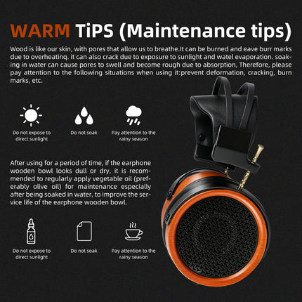 Hellodigi HD11 Headsets 53MM Speaker Open-Back HIFI Wooden Headphones With Dual 3.5mm Detachable Cable Retro-Vintage Style