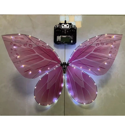Flysky RC Butterfly Drone Bionic Flying Insect Toy with LED Light & Colorful Wings Remote Control Drone for Wedding Proposal
