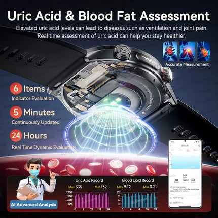 2026 New Upgrade Air Pump Blood Pressure Accurate Measure SmartWatch ECG Micro Physical Examination NFC Airbag Smart Watches Man