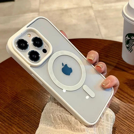 Luxury Transparent Magsafe Phone Case For iPhone 11 12 13 14 15 16 Pro Max Plus Mini Magnetic Clear Bumper Cases Cover