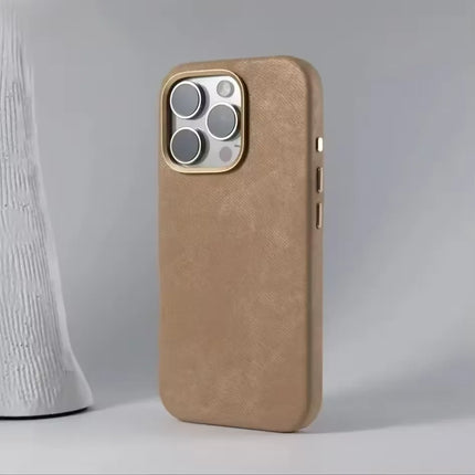 for Magsafe Flannel Microfibre Pattern Phone Case for iPhone 16 Pro Max 13 14 15Pro Hardware Keys Camera Frame Back Hard Case