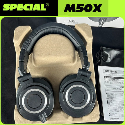 M50 M50X Corded Studio Headphones Stereo Professional DJ Headphones Over-Ear Monitor Headphones with Detachable Cable Gift