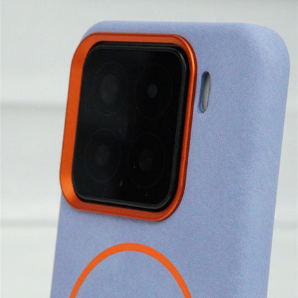 Alloy Lens Flocking Lining Magnetic Phone Case For Xiaomi Mi 15 Pro Mi 14 Magnetic PU Leather Texture Wireless Charging Cover