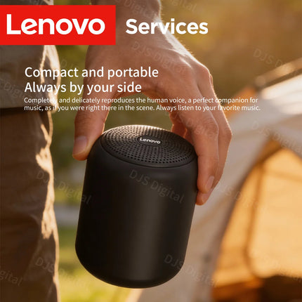 Lenovo Portable Bluetooth 5.4 Speaker, 1200mAh Battery Compact Subwoofer, IPX4 Waterproof 360° Surround Sound for Outdoor & Home