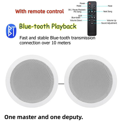 6.5 Inch Bluetooth Speakers 2*30W Master Slave Active Passive Coaxial In Ceiling Speaker Support AUX Remote Control Home Audio