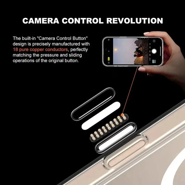 Luxury Camera Control Photo Button Magsafe Phone Case For iPhone 16 Pro Max 16 Plus Magnetic Wireless Charge Clear Cases Cover