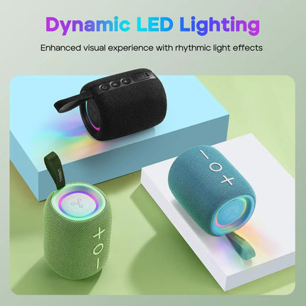 Tribit StormBox Mini Portable Bluetooth Speaker, 12W, 360° Sound, IPX7 Waterproof, LED Light, 12H Playtime, TWS Pairing